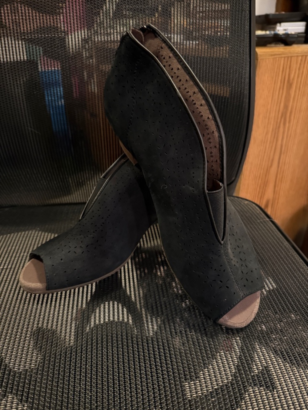 Women’s Black Peep-Toe Cutout Booties